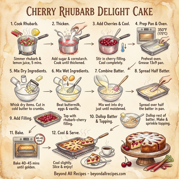 Cherry Rhubarb Delight Cake instructions