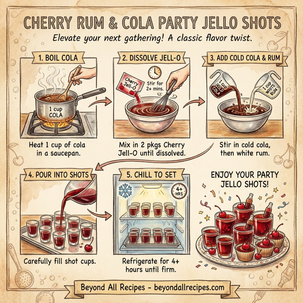 Cherry Rum & Cola Party Jello Shots instructions