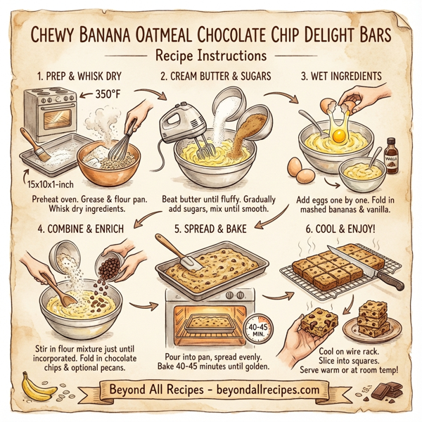 Chewy Banana Oatmeal Chocolate Chip Delight Bars instructions