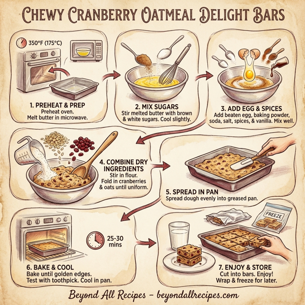 Chewy Cranberry Oatmeal Delight Bars instructions