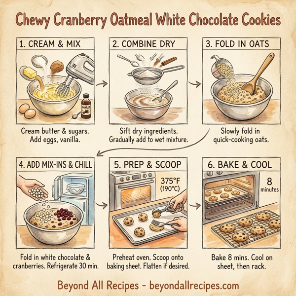 Chewy Cranberry Oatmeal White Chocolate Cookies instructions