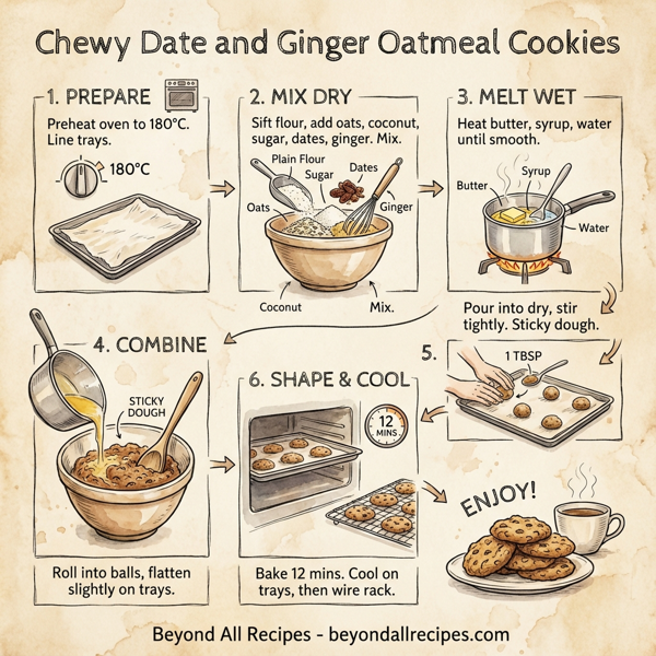 Chewy Date and Ginger Oatmeal Cookies instructions