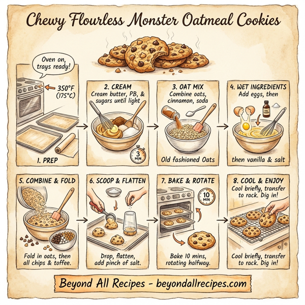 Chewy Flourless Monster Oatmeal Cookies instructions