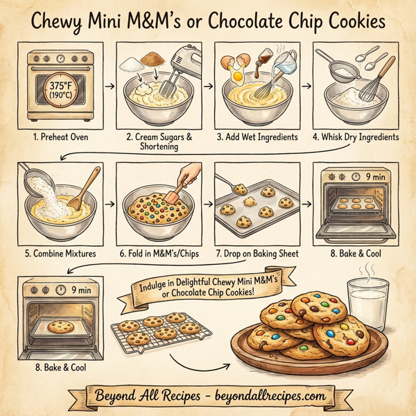 Chewy Mini M&M's or Chocolate Chip Cookies instructions