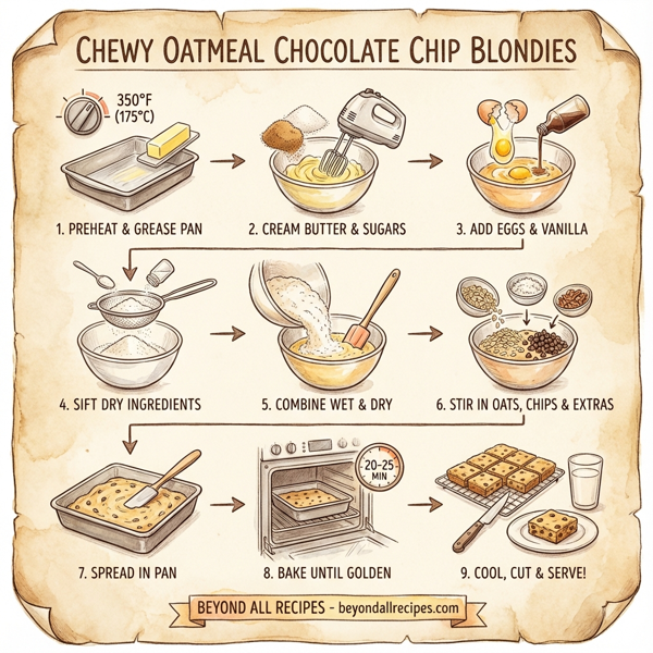 Chewy Oatmeal Chocolate Chip Blondies instructions