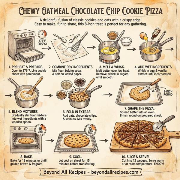 Chewy Oatmeal Chocolate Chip Cookie Pizza instructions