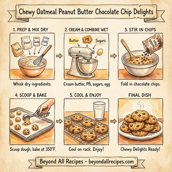 Chewy Oatmeal Peanut Butter Chocolate Chip Delights instructions