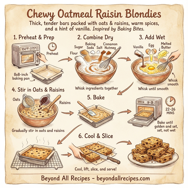Chewy Oatmeal Raisin Blondies instructions