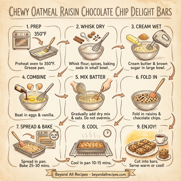 Chewy Oatmeal Raisin Chocolate Chip Delight Bars instructions