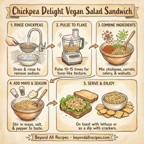 Chickpea Delight Vegan Salad Sandwich instructions