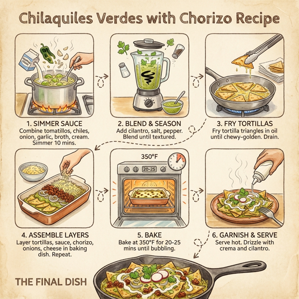 Chilaquiles Verdes with Chorizo instructions