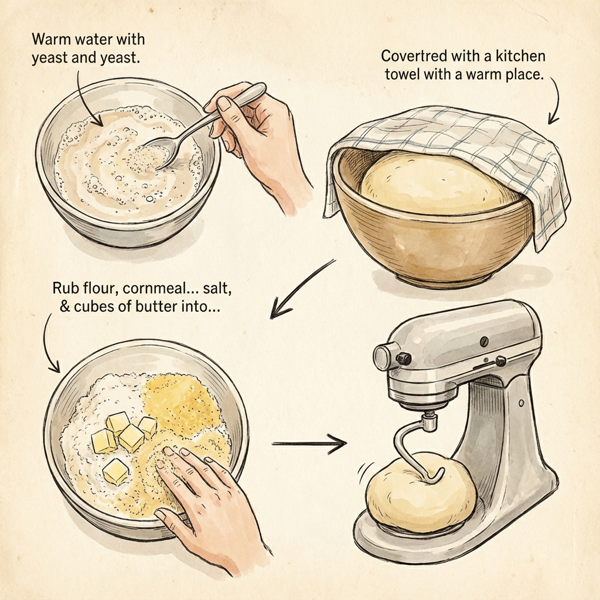 Chili Cheddar Croissant-Packed Corndogs instructions