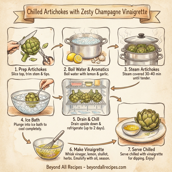 Chilled Artichokes with Zesty Champagne Vinaigrette instructions