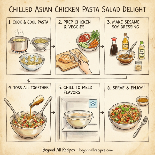 Chilled Asian Chicken Pasta Salad Delight instructions