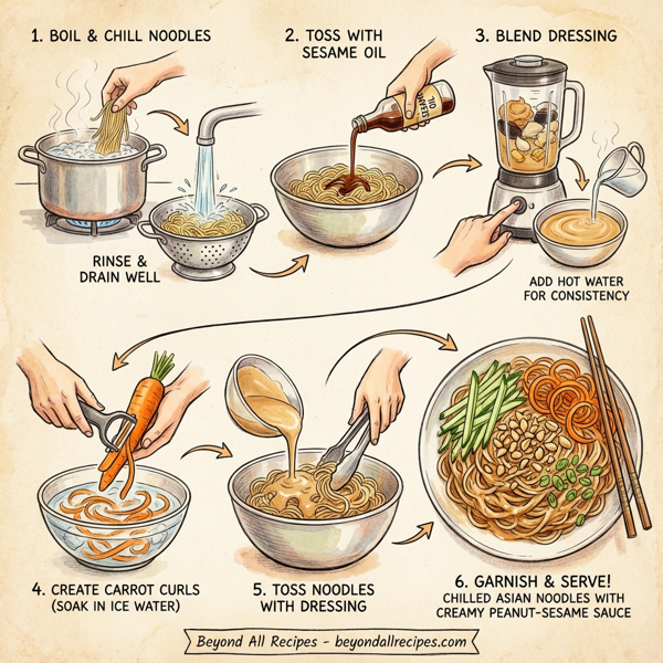 Chilled Asian Noodles with Creamy Peanut-Sesame Sauce instructions