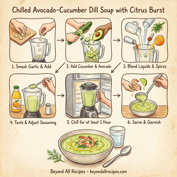 Chilled Avocado-Cucumber Dill Soup with Citrus Burst instructions