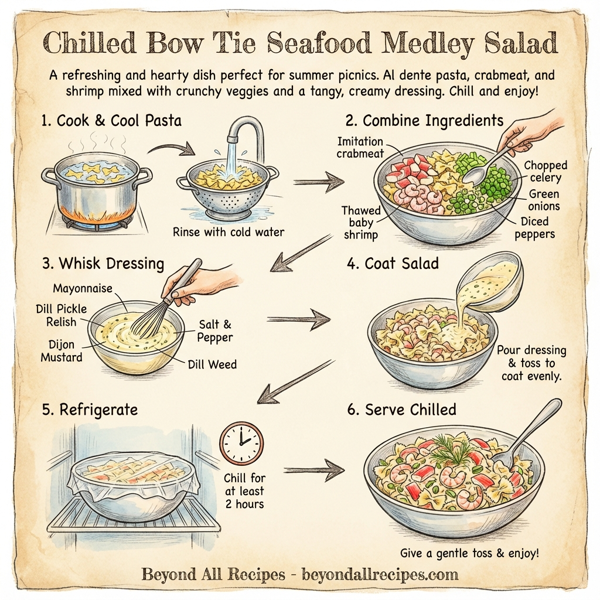Chilled Bow Tie Seafood Medley Salad instructions