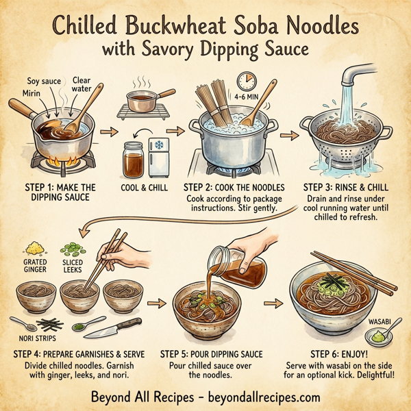 Chilled Buckwheat Soba Noodles with Savory Dipping Sauce instructions