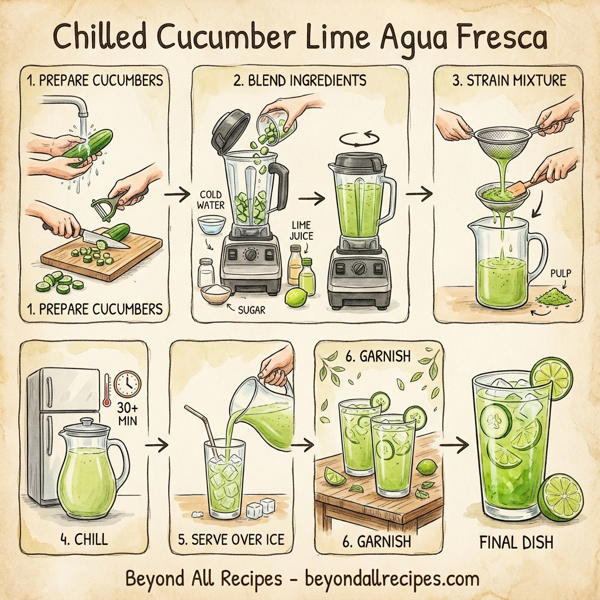 Chilled Cucumber Lime Agua Fresca instructions