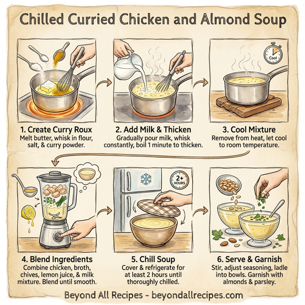 Chilled Curried Chicken and Almond Soup instructions