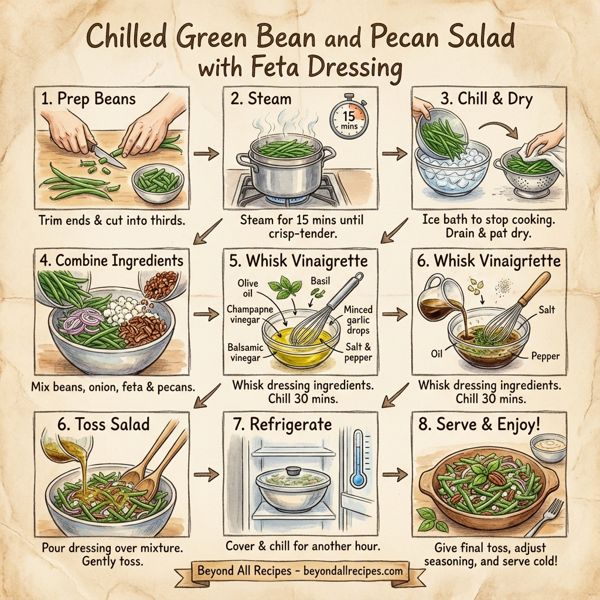 Chilled Green Bean and Pecan Salad with Feta Dressing instructions
