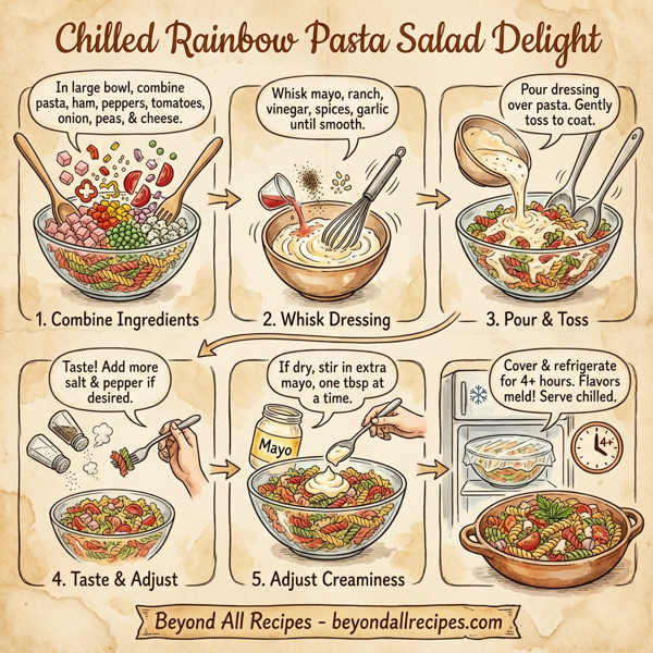 Chilled Rainbow Pasta Salad Delight instructions