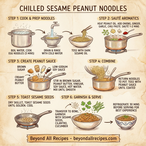 Chilled Sesame Peanut Noodles with Fresh Garnishes instructions