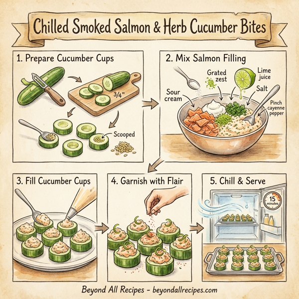 Chilled Smoked Salmon & Herb Cucumber Bites instructions