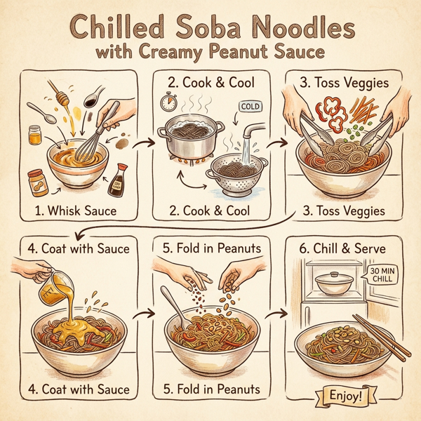Chilled Soba Noodles with Creamy Peanut Sauce instructions