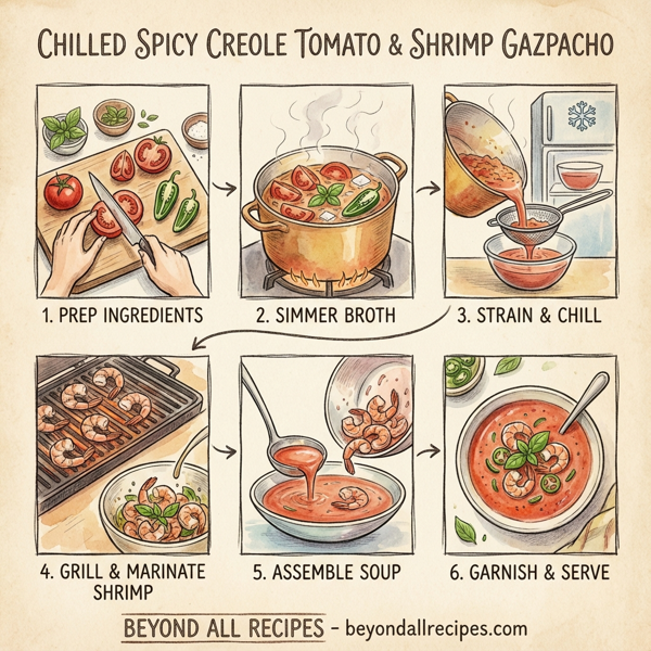 Chilled Spicy Creole Tomato & Shrimp Gazpacho instructions