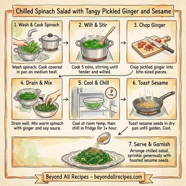 Chilled Spinach Salad with Tangy Pickled Ginger and Sesame instructions