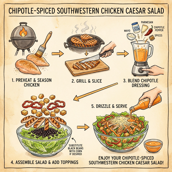 Chipotle-Spiced Southwestern Chicken Caesar Salad instructions