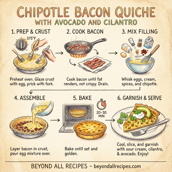 Chipotle Bacon Quiche with Avocado and Cilantro instructions