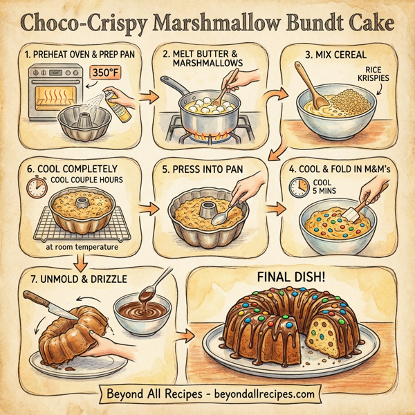 Choco-Crispy Marshmallow Bundt Cake instructions