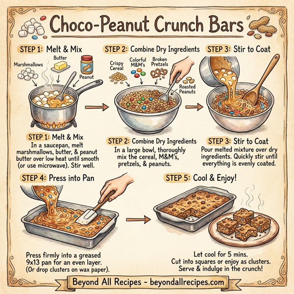 Choco-Peanut Crunch Bars instructions