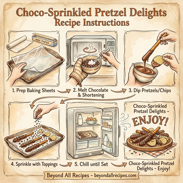 Choco-Sprinkled Pretzel Delights instructions