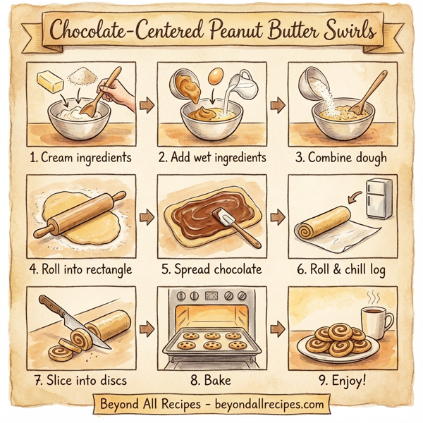 Chocolate-Centered Peanut Butter Swirls instructions