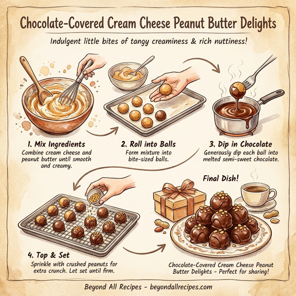 Chocolate-Covered Cream Cheese Peanut Butter Delights instructions