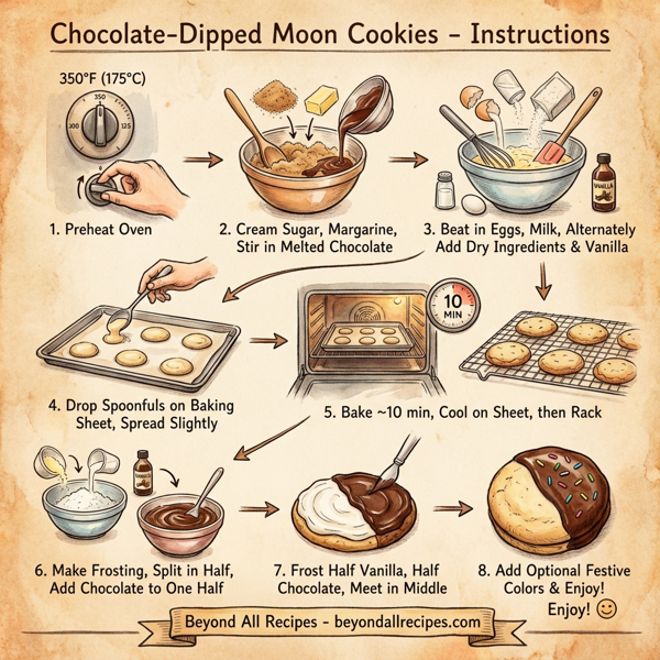 Chocolate-Dipped Moon Cookies instructions