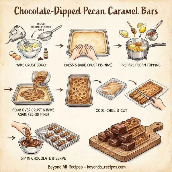 Chocolate-Dipped Pecan Caramel Bars instructions