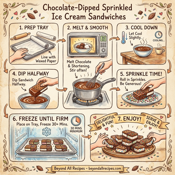 Chocolate-Dipped Sprinkled Ice Cream Sandwiches instructions