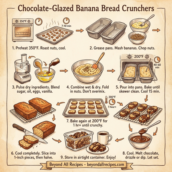 Chocolate-Glazed Banana Bread Crunchers instructions