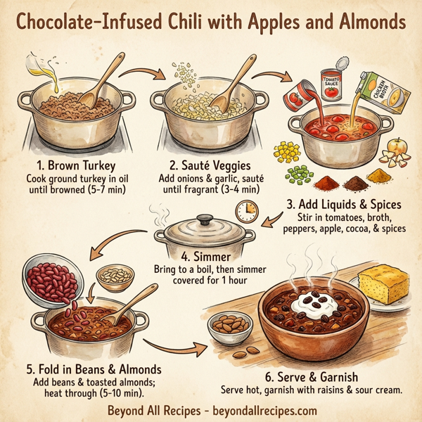 Chocolate-Infused Chili with Apples and Almonds instructions