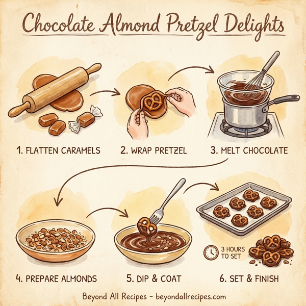 Chocolate Almond Pretzel Delights instructions