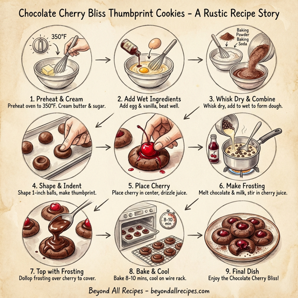 Chocolate Cherry Bliss Thumbprint Cookies instructions