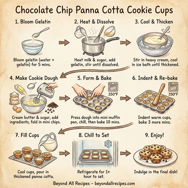 Chocolate Chip Panna Cotta Cookie Cups instructions