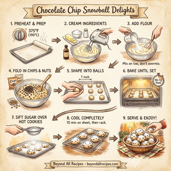 Chocolate Chip Snowball Delights instructions