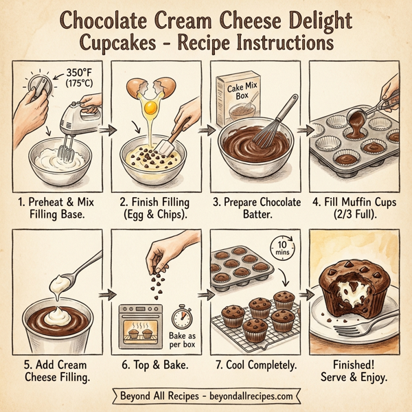 Chocolate Cream Cheese Delight Cupcakes instructions