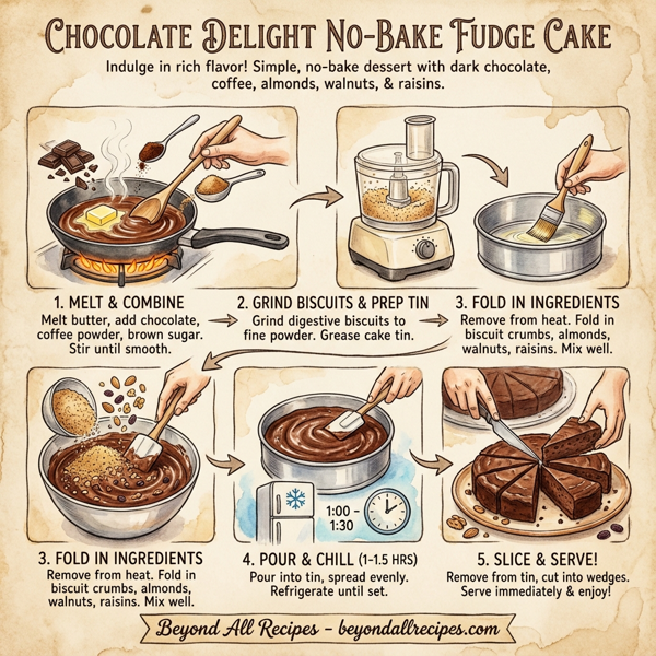 Chocolate Delight No-Bake Fudge Cake instructions