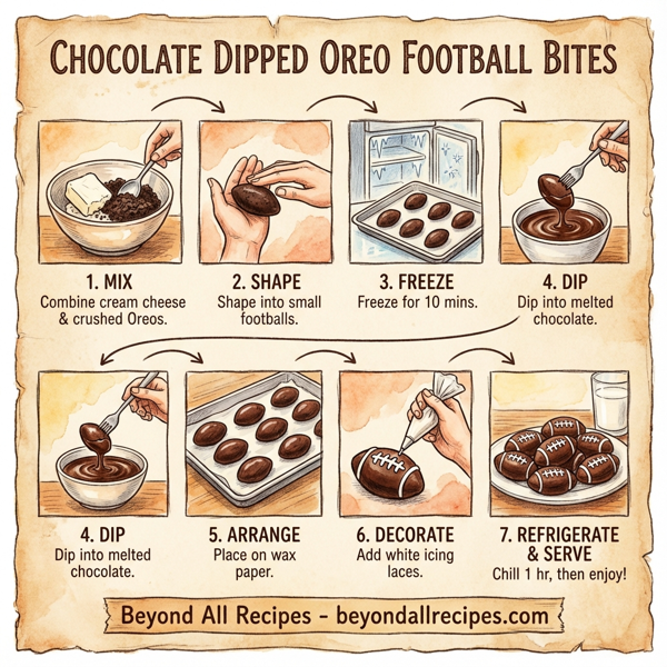 Chocolate Dipped Oreo Football Bites instructions